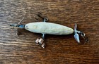 3 Hook Minnow Green White Fishing Lure With Glass Eyes Unknown Maker
