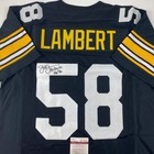 Autographed signed Jack Lambert Hof 90 Pittsburgh Black Football Jersey Jsa Coa