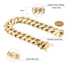 Men s Miami Cuban Link Bracelet Chain 14k Gold Plated Stainless Steel Necklace