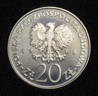 1981 Poland 20 Zlotych Coin  Nickel Sample   Proba    Unc
