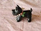 Scotty Scottie Dog Porcelain Hand Painted Ornament Christmas Decoration Vtg Russ