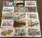 Nice lot Of 15 Greetings postcards With words family sentiments big Letters j894