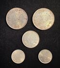 Saudi Arabia Ah1374  1954  Group Lot Of  5   1 4  1 2    1 Riyal Silver Coins