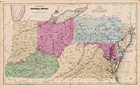 1847 Map Central States - Ohio - Kentucky - Virginia - Pennsylvania  Original