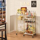 Gold Bar Cart With Wine Glass Holder  Stand For Home  Small Mini Bar For Whis   