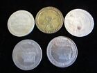 Vintage Lot Of 5 Las Vegas Casino Metal  1 00 Gaming Chips  Sahara  Landmark  Tr
