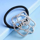 Rhinestone Flower Hair Tie Scrunchies Silver Crystal Ponytail Holder Round El   