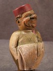 Antique 19c German H Painted Anri Wood Carving Bottle Stopper Barware Italy Cork
