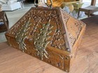 Antique Indian Kerala Malabar Brass And Wood Brides Dowry Treasure Box Elephants