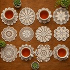 12pcs lot 7-8in Vintage Hand Crochet Doilies Cotton Lace Doily Flower Placemats
