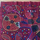 Vtg Cat Motif Hand Sewn Kuna Mola Panama Applique Folk Art Textile Tapestry