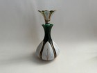 Antique Bohemian Green Overlay Glass Perfume Bottle With Tulip Stopper