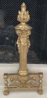 Vintage Antique Ornate French Brass bronze Iron Pair Of Andirons Painted Gold
