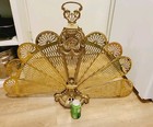 Vintage Brass Peacock Fan Fireplace Screen Cover Accessories Neoclassical Design