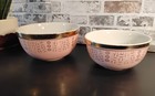 Htf Vtg Hall s Mcm Pink   Gold Basket Weave 2 Piece Bowl Set  1376    1377 