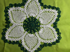Crochet Doily In Pineapple Design  Round  13    Green   White  New