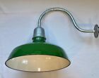 One 1940 s Wheeler 18  Cast Top Porcelain Gooseneck  Barn Green Vintage Light Cs