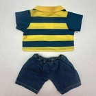 Build A Bear Blue Yellow Stripe Polo Shirt Denim Jeans Boy Teddy Clothes Outfit