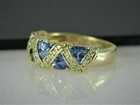 2 10ct Trillion Cut Blue Tanzanite Women s Engagement Ring 14k Yellow Gold Over