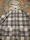 Men s Hooded Plaid Wool Shacket Jacket Button Front Regular Size L
