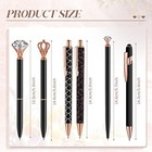 6 Pcs Ballpoint Pens Set Metal Crystal Diamond Pen For Journaling Glitter Black