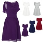 Women Formal Wedding Bridesmaid Ruffled Highwaist Party Ball Prom Cocktail Dress