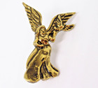 Guardian Angel Pin Gold Tone Winged Angel Releasing Dove Vintage Religious