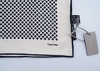 Nwt Tom Ford White W Black Polka Dots Silk Pocket Square Italy 15x15