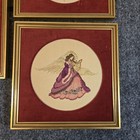 Vtg Completed Framed Mar Bek Florentine Cross Stitch Angel Set Of 3 Velvet 9x9