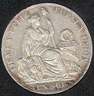Peru - 1888 T f    t b  Un Sol - Date Doubling - 90  Silver Crown
