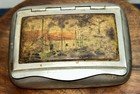 Vintage Metal Hinged Snuff cigarette Box With Nautical Portrait On Top
