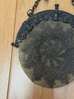 Antique Vintage Victorian Beaded Chatelaine Purse Evening Hand Bag Leather
