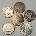 Six 90  Silver Halves 50c Bust Seated Walking Barber Franklin Jfk Type Set B-aea