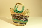 Handwoven African Bolga Basket Colorful Market Basket Ghana-g6277