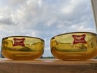 Set Of 2    Vintage Marketing Ashtray Miller High Life Beer Amber Glass Usa