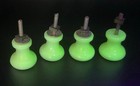 4 Rare Uranium Milk Glass Vtg Knobs Glowing Drawer Pull Hardware Cabinet Craft