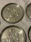 Vintage Aluminum Floral Coasters Set Of 8 Hand Forged Bar Wear 1940-50 s Euc