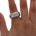 Sterling Silver Ring  Filigree Band Ring   925 Silver  Vintage Design  Wide Ring