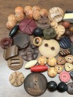 Vintage Lot Of 76 Wood Buttons - Patterns  Carved  Etc  - 1 2  To 1-11 16   z15 