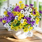 Artificial Fake Pansy Flowers For Outdoors  Faux 20 Pcs Purple  Yellow  White