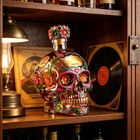 Day Of The Dead Sugar Skull Tequila Bottle Mexican Folk Art Glass Decanter Gift