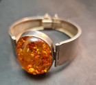 Sterling Silver 925 Bangle Large Baltic Amber Elegant Antique Bracelet Jewellery