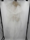 Vintage Pearl Beaded Bridal Crown 6-layer Sheer Tulle Approx  5 5 Ft Long