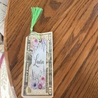Floral Flowers Metal Bookmark  any Name  W tassel rectangle  White Pink Gift
