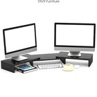 Wood Dual Monitor Stand Risers With Length And Angle Adjustable 3 Shelves