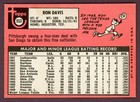 1969 Topps  553 Ron Davis Pittsburgh Pirates Signed Baseball Card  dec d 1992 