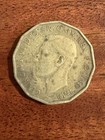 1939 Great Britain Brass Threepence 3 Pence     King George Vi     Circulated Coin