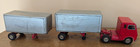 Freightliner White Freightliner Vintage Semi Truck   Doubles Trailers Steel Toy