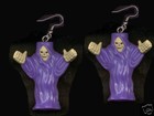 Huge Grim Reaper Funky Earrings Gothic Skeleton Demon Costume Novelty Jewelry