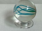 Handmade Art Glass Artist Signed Jd Or Jb 1993 Marble 1 90  Blue Green Ribbon